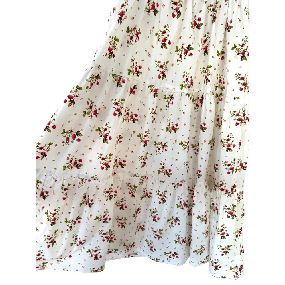 J.Crew Tie Shoulder Smocked Floral Midi Dress S Cottagecore Coquette Preppy